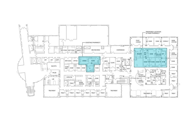 Saint Francis Hospital and Medical Center pharmacy cleanroom design map